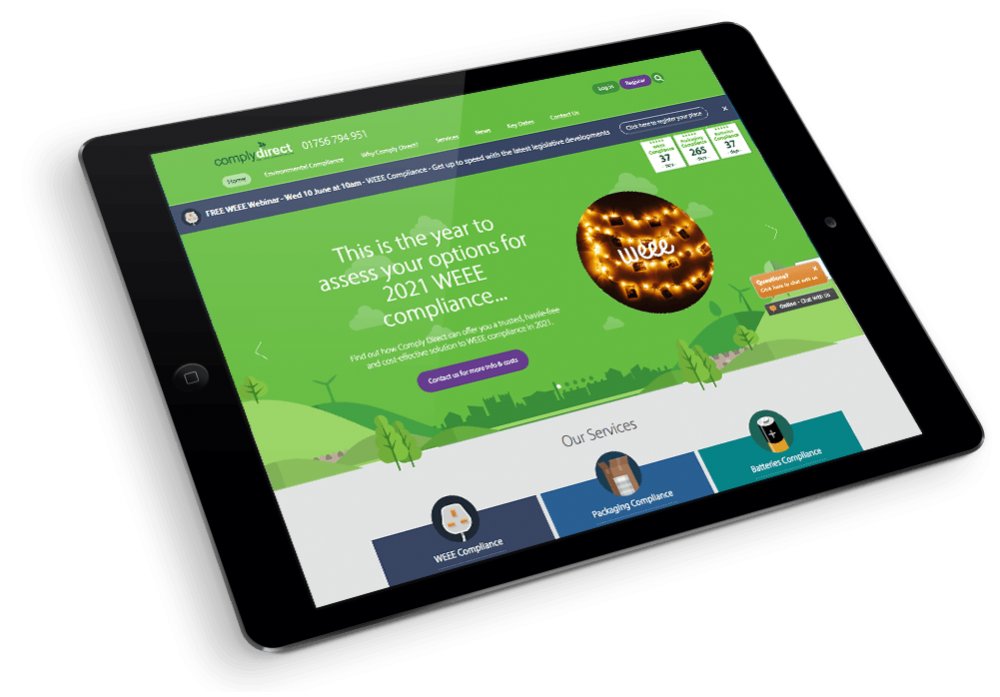Comply Direct website on iPad